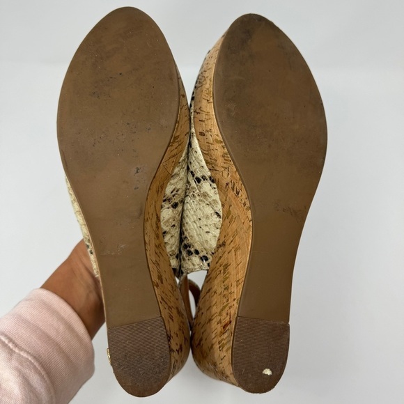 Tory Burch Rosalind Snakeskin Embossed Leather Cork Platform Wedge Sandals - Picture 11 of 11